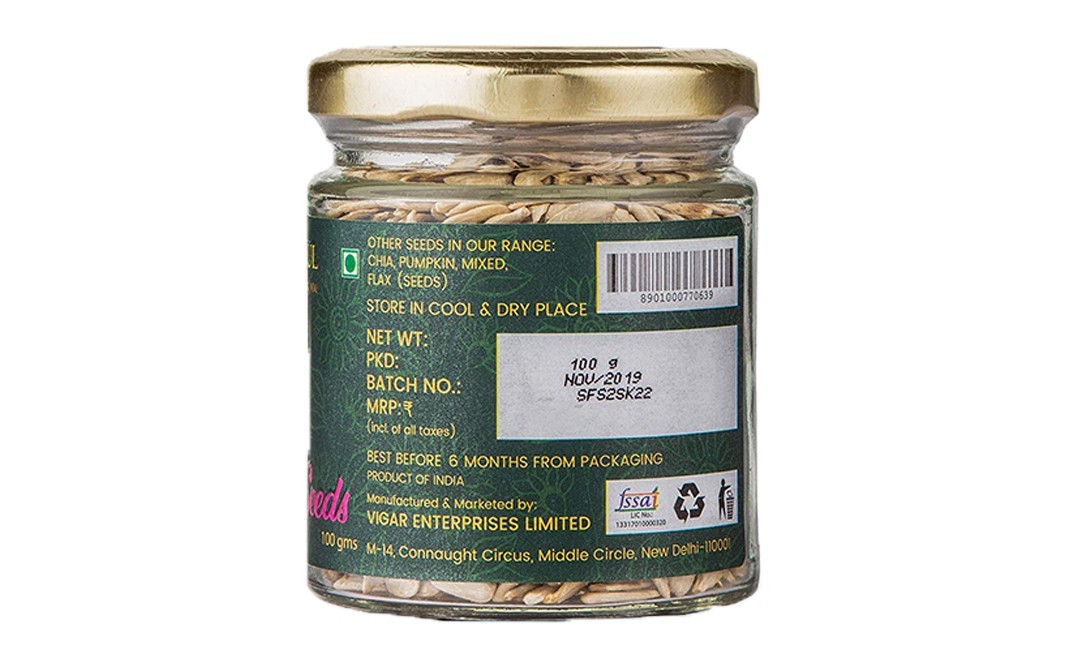 Organic Soul Sunflower Seeds    Glass Jar  100 grams
